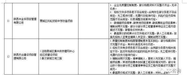 工程造價(jià)咨詢、招標(biāo)代理企業(yè)問題列表