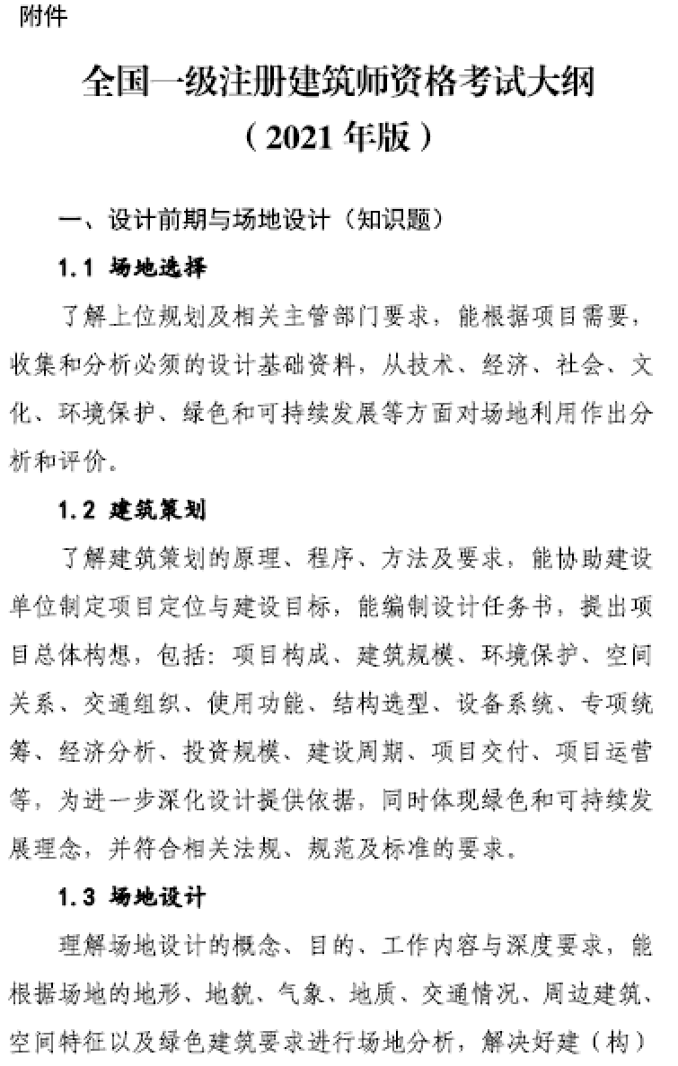 大事件！9門變6門！一級注冊建筑師考試大綱（21版）發(fā)布，2023年執(zhí)行！