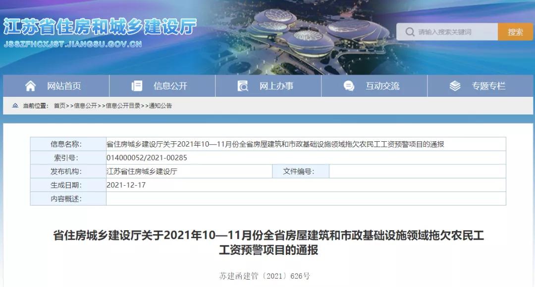 江蘇：通報1232個項目列入全省10-11月份預(yù)警項目！務(wù)必于2022年1月10日前整改到位！